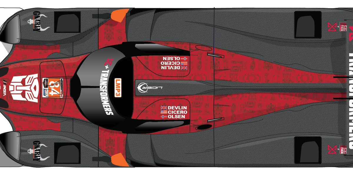 A red and black car with the words " thunderbirds " on it.